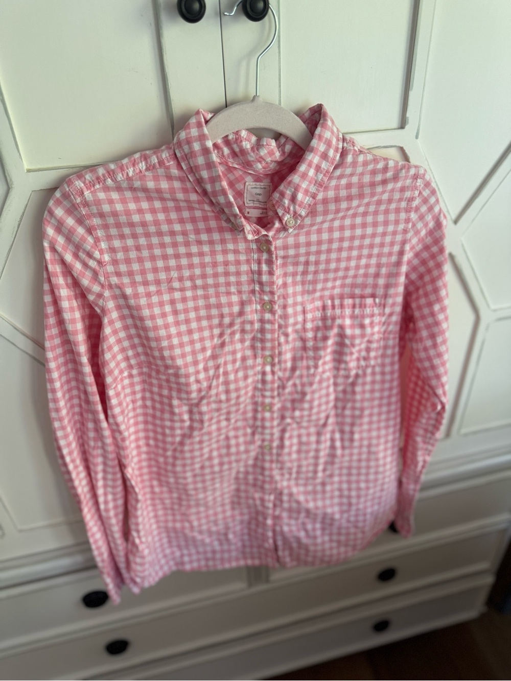 Women’s Pink Gingham Button-Down Shirt